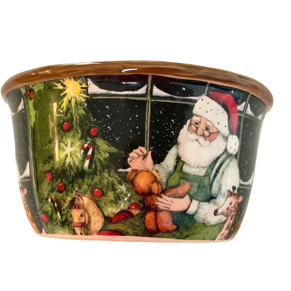 Certified International Christmas Cereal Bowl Santa in his Workshop